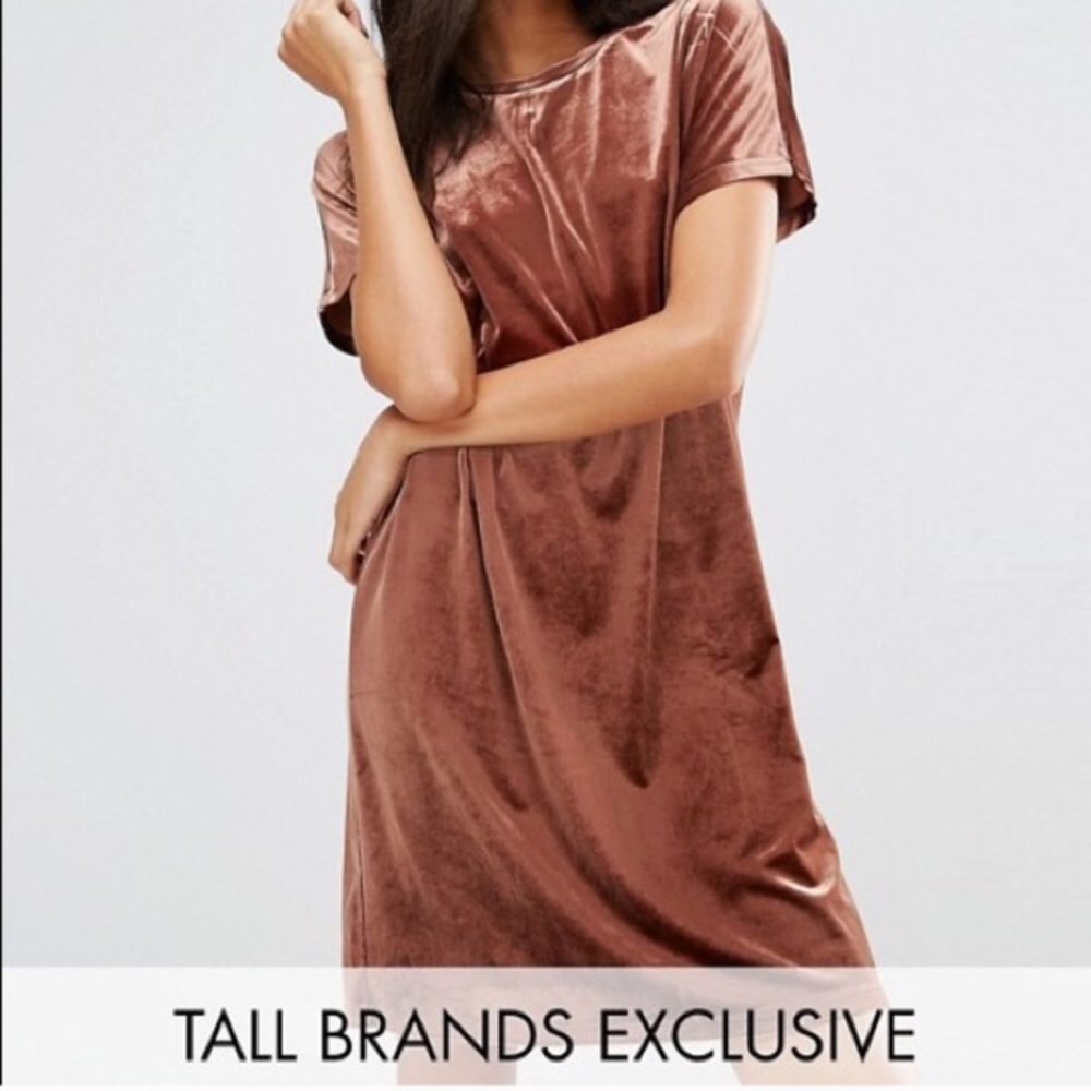 ONE DAY brown velvet shift dress